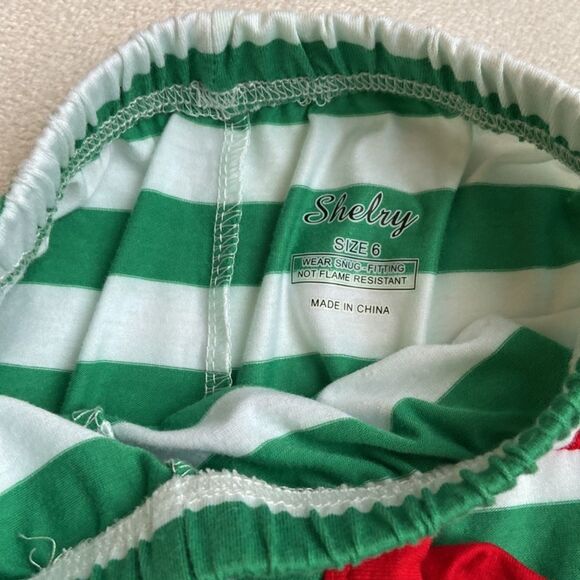 Shelry Christmas Holiday Green & White Striped Slim Fit Pajama Set - Picture 4 of 4